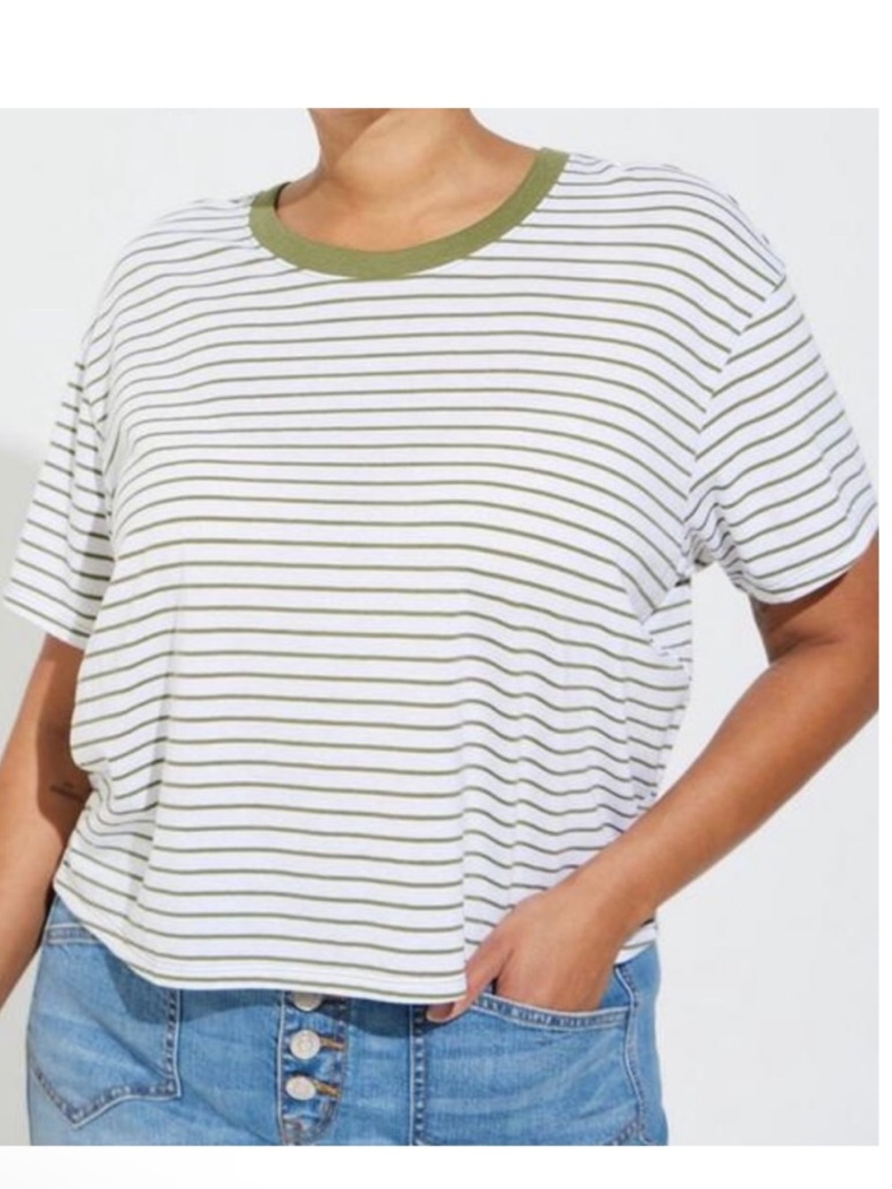 Torrid 1 relaxed crop tee striped